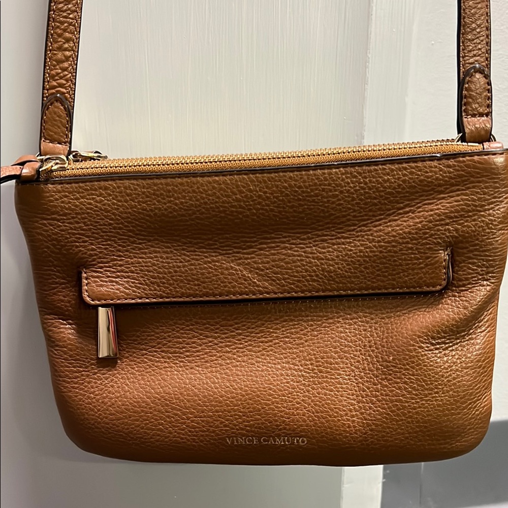 Vince Camuto Tan Crossbody Bag with Pebbled Leather